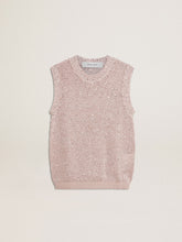 Mesh knit top with sequins and contrasting details