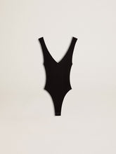 Women's black V-neck bodysuit