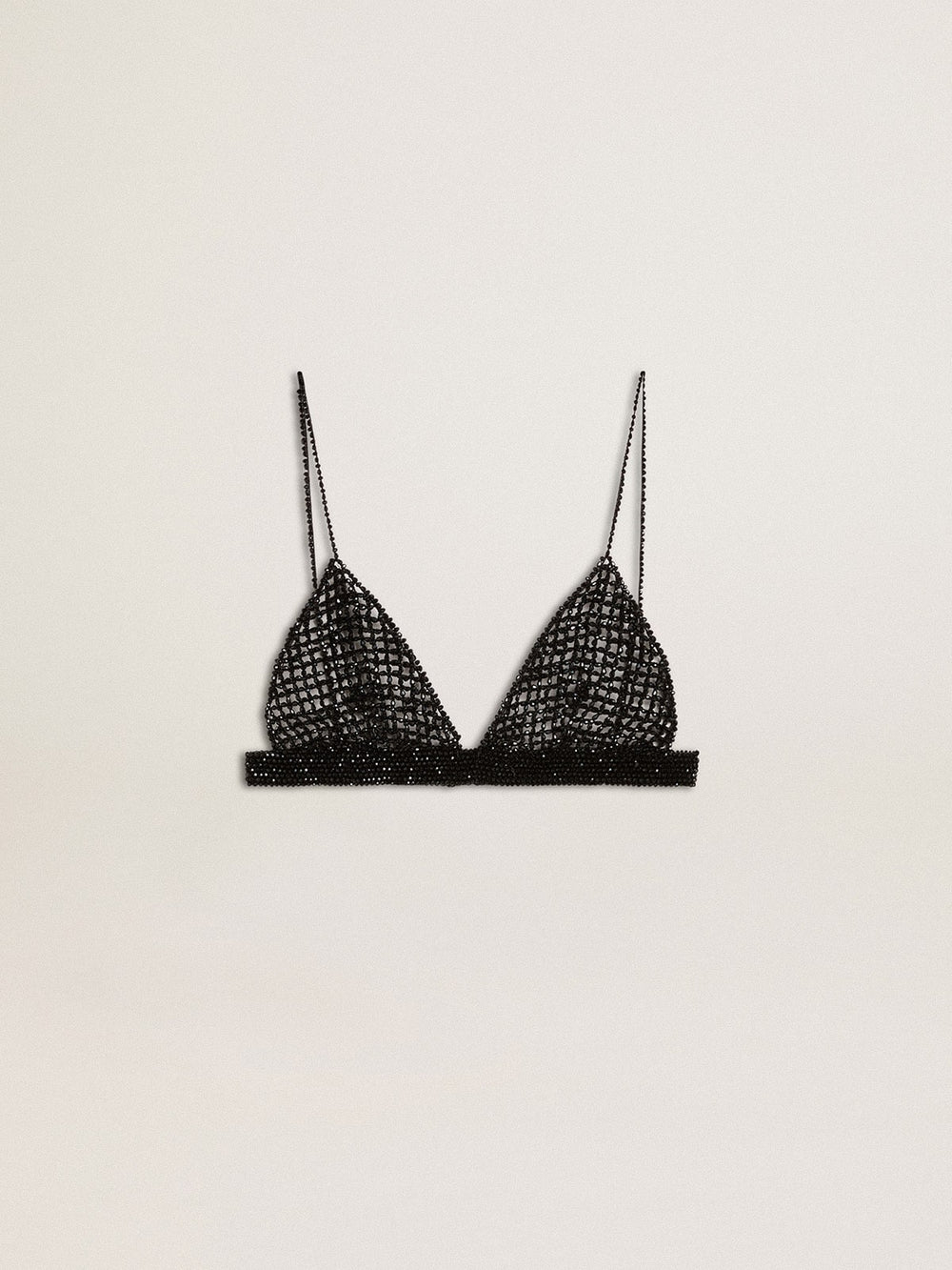 Women's black crochet top with crystals