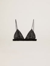 Women's black crochet top with crystals