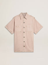Women's oversized fit pink dyed denim shirt