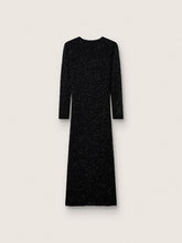 Women's long dress in black mesh with black sequins