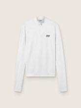 Women's white long-sleeve sports top with zip