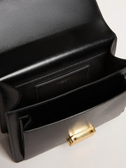 Venezia Bag in black boarded leather with multicolored scarf