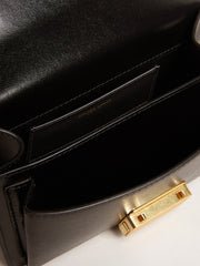 Small Venezia Bag in black boarded leather with silk scarf and charm
