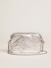 Women's Mini Star Bag in silver laminated leather with tone-on-tone star