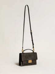 Venezia Bag in black distressed leather with gold details