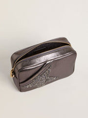Star Bag in gray metallic leather with Swarovski crystal star