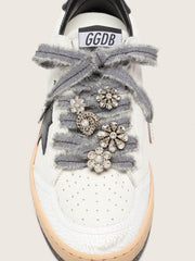 Skins gray laces with mohair trim and crystal charms