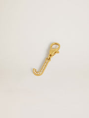 Letter J charm in gold-colored brass with crystals