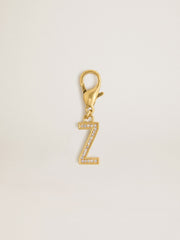 Letter Z charm in gold-colored brass with crystals