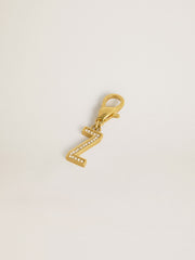 Letter Z charm in gold-colored brass with crystals