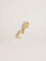 Letter C charm in gold-colored brass with crystals