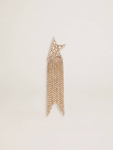 Women's single drop earring in antique gold color with decorative crystals