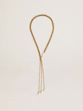 Necklace with antique gold-colored chains with pearls