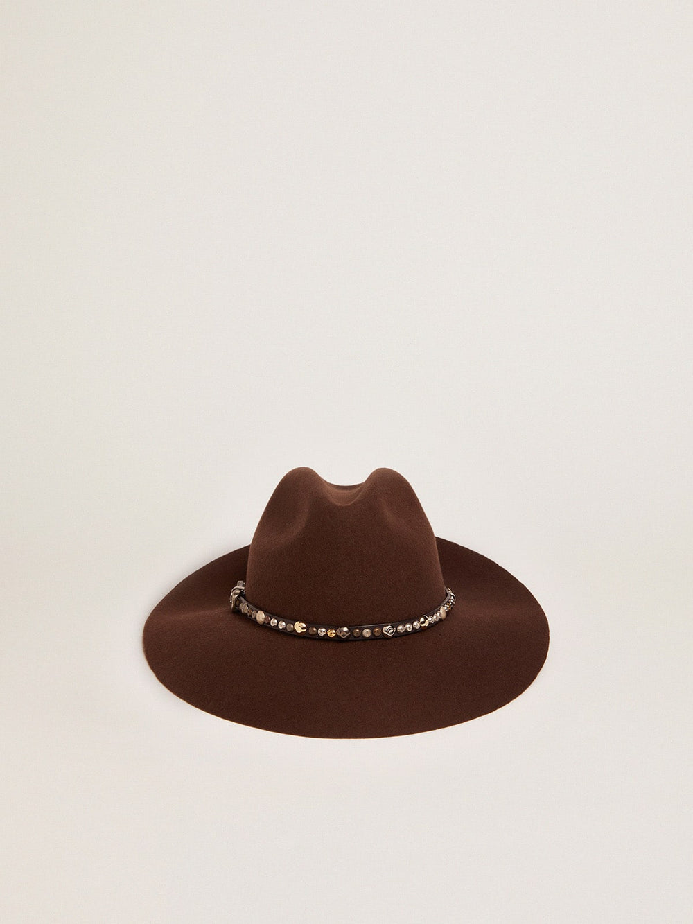 Women’s studded brown Fedora hat | Golden Goose
