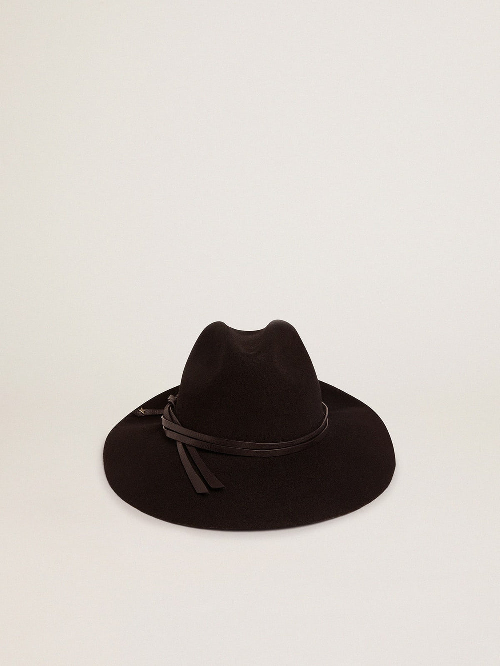 Women’s black Fedora hat with strap | Golden Goose