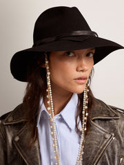 Women’s black Fedora hat with strap | Golden Goose