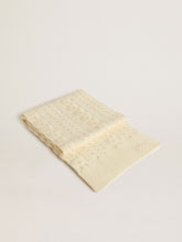 White wool scarf with embroidery