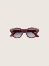 Cameron Panthos sunglasses with honey frame, precious stones and blue lenses