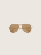 Charlie aviator sunglasses with pearl white frame and gold lenses