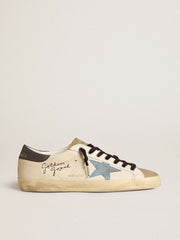 Super-Star in nappa leather with light blue suede star and gray leather heel tab