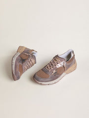 Men's Dad-Star in lilac suede and mesh with laminated leather star and heel tab