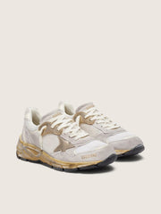 Men's Dad-Star in mesh and white suede with gold foiled leather star