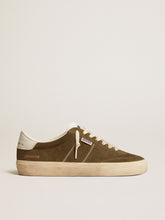 Men's Soul Star in green suede with white leather heel tab and tongue