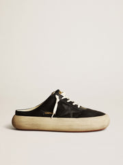 Men's Space-Star Sabots in black nylon with black leather star