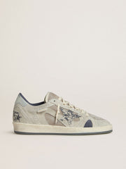 Men's Ball Star LTD in dove-gray and gray suede with pearl-gray leather heel tab