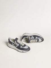 Men’s Running Sole in gray nylon and black nappa leather with a black suede star