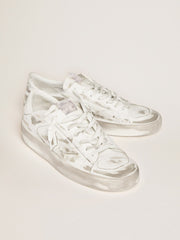 Stardan in white leather with white leather star and heel tab