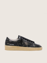 Men's Stardan in black leather with black leather star and heel tab