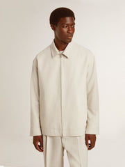 Men's khaki wool blend coach jacket