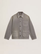 Men's gray denim jacket with studs