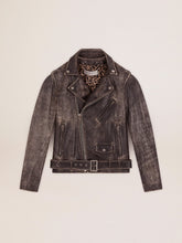 Men’s black leather biker jacket | Golden Goose