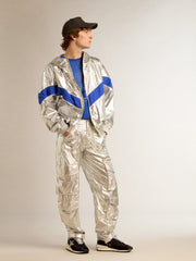 Men's windcheater in silver technical fabric