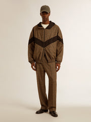 Windcheater in beige and black houndstooth