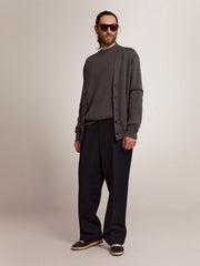Men's grey cotton cardigan with buttons | Golden Goose