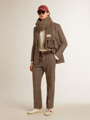 Gray single-breasted blazer for men in houndstooth wool