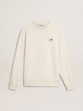 Men's white cotton sweatshirt with print on the back