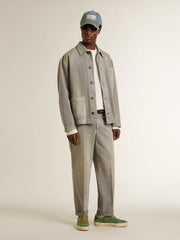 Men's white cotton sweatshirt with print on the back