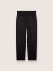 Men's pants in black cool wool with satin side stripe