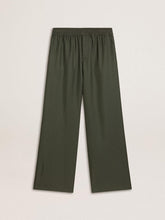 Men's dark green joggers with vertical stripes
