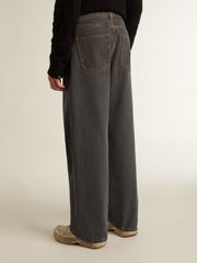 Men's dark gray jeans in twist crease-wash denim