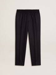Men's wool pants with vertical thin stripes