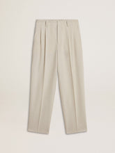 Men's joggers in khaki wool blend