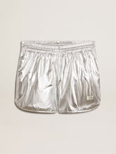 Men's running shorts in silver fabric