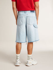 Men's denim Bermuda shorts with lived-in effect